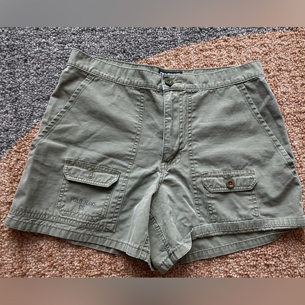 Y2K Polo Jeans Co Ralph Lauren Military Style Army Green Women’s Shorts 6 VTG - Picture 2 of 8